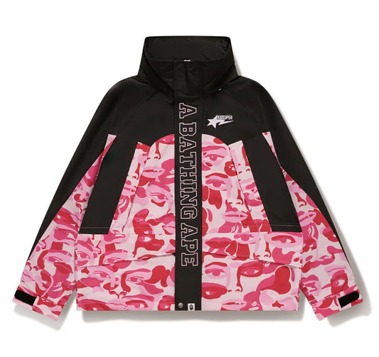 A BATHING APE BAPE x KIDSUPER CAMO SNOWBOARD JACKET PINK
