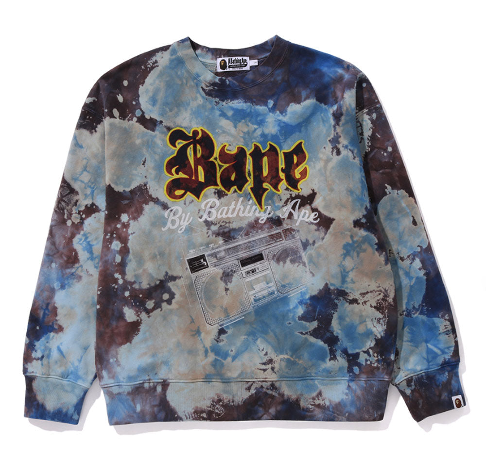 A BATHING APE BAPE TIE DYE BOOMBOX CREWNECK RELAXED FIT