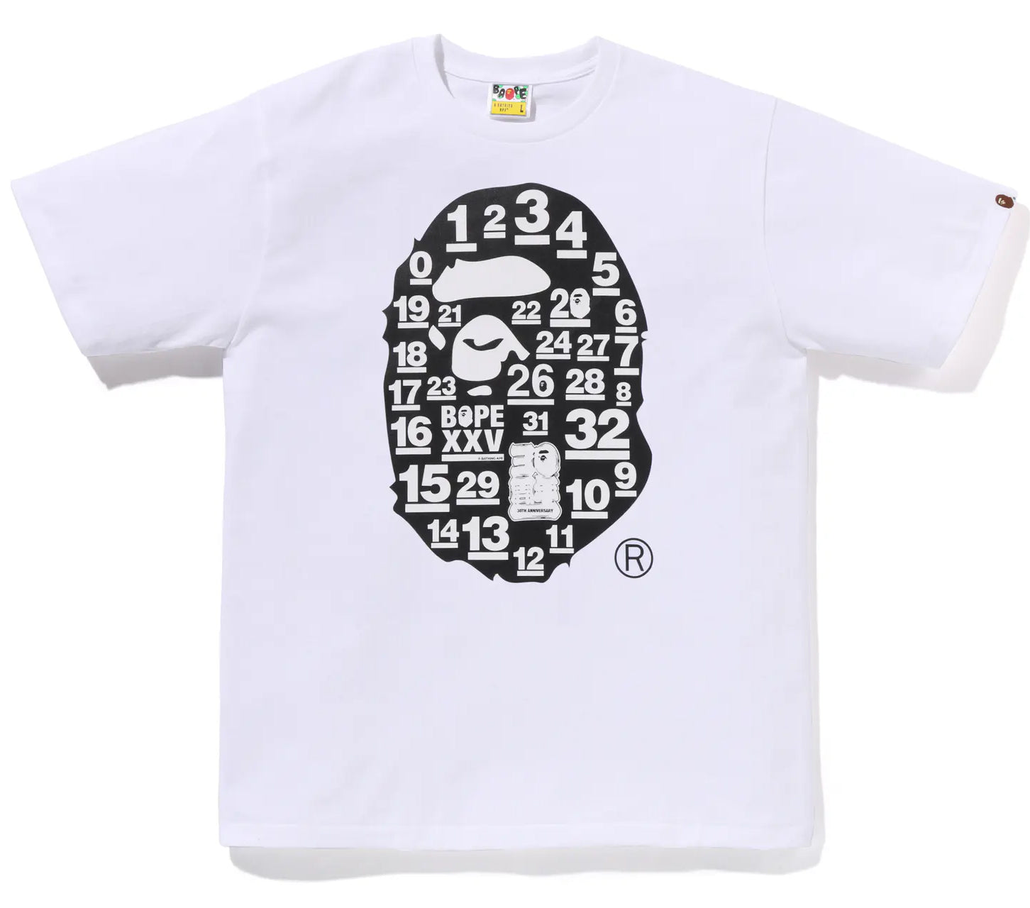 A BATHING APE BAPE 32ND ANNIV. BIG APE HEAD TEE WHITE