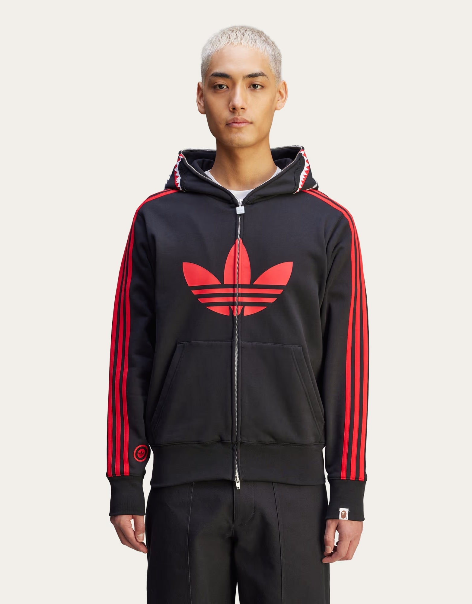 A BATHING APE BAPE x ADIDAS SHARK FULL ZIP HOODIE BLACK