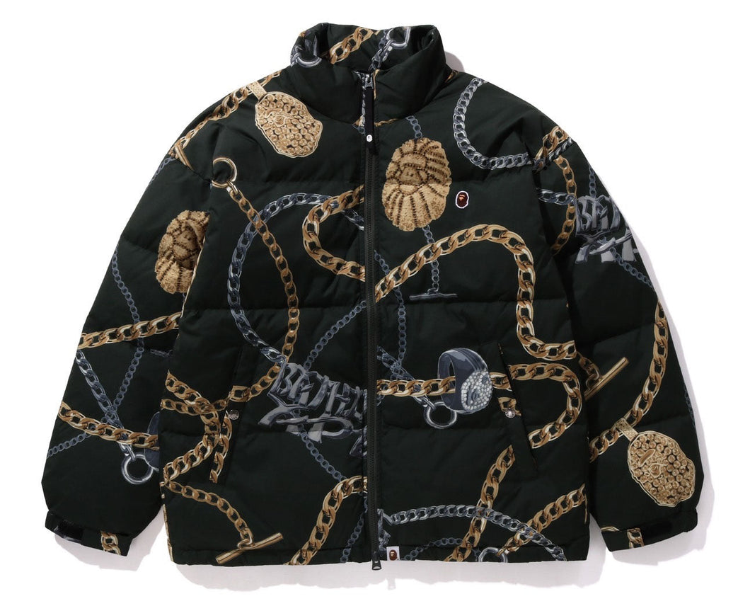 A BATHING APE BAPE JEWELS DOWN JACKET RELAXED FIT GREEN