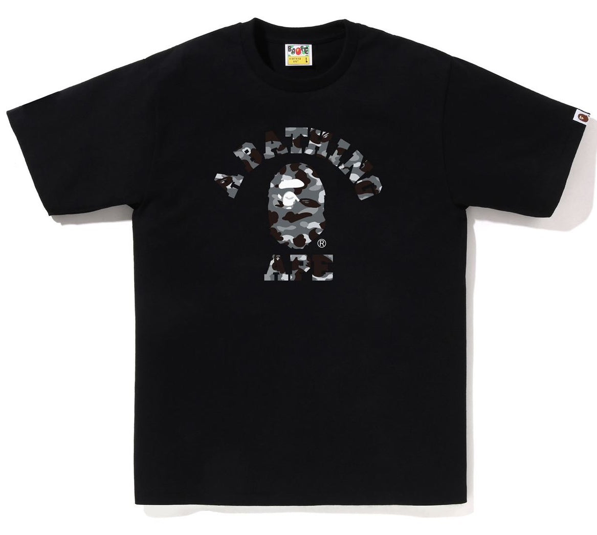 A BATHING APE BAPE 1ST CAMO COLLEGE TEE BLACK GRAY