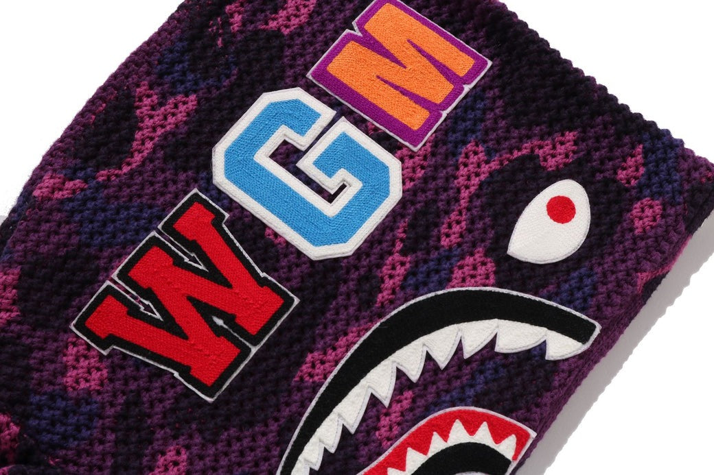 A BATHING APE COLOR CAMO CROCHET RELAXED FIT SHARK FULL ZIP HOODIE PURPLE 14
