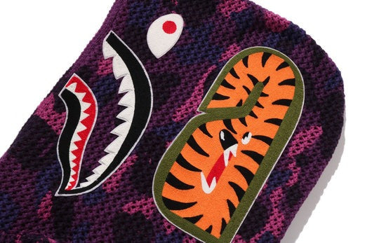 A BATHING APE COLOR CAMO CROCHET RELAXED FIT SHARK FULL ZIP HOODIE PURPLE 15