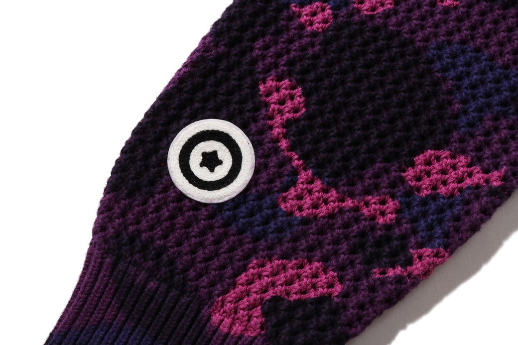 A BATHING APE COLOR CAMO CROCHET RELAXED FIT SHARK FULL ZIP HOODIE PURPLE 16