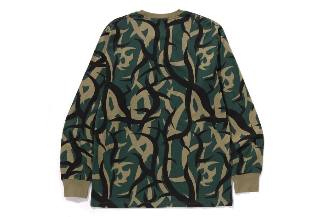 A BATHING APE BAPE TRIAL CAMO ONE POINT L/S TEE GREEN