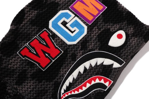 A BATHING APE COLOR CAMO CROCHET RELAXED FIT SHARK FULL ZIP HOODIE BLACK 4