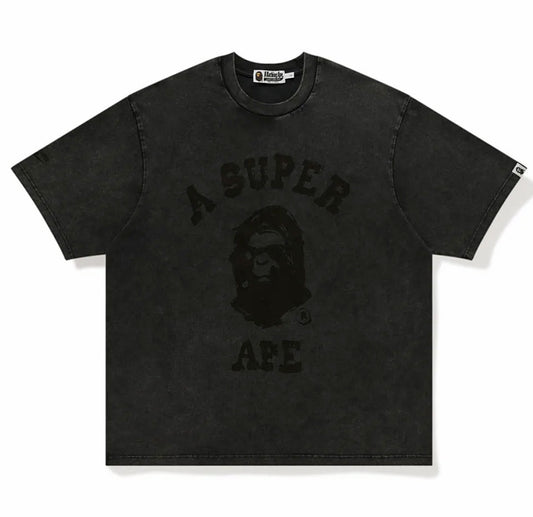 A BATHING APE BAPE x KIDSUPER GARMENT DYE COLLEGE LOGO TEE BLACK