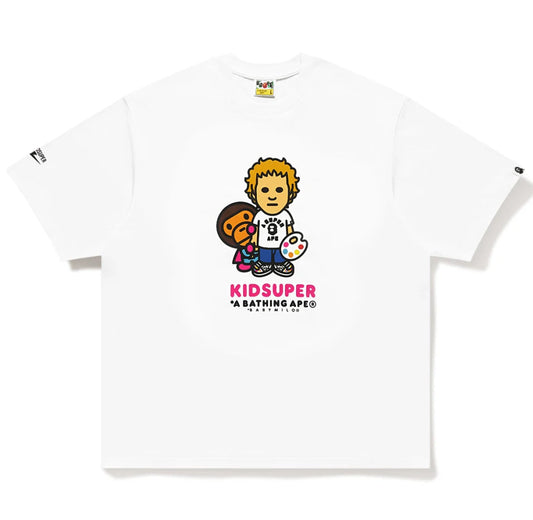 A BATHING APE BAPE x KIDSUPER MILO TEE WHITE