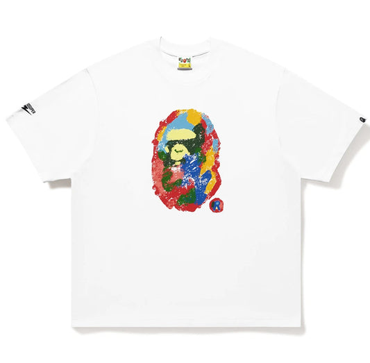 A BATHING APE BAPE x KIDSUPER PAINTING APE HEAD TEE WHITE
