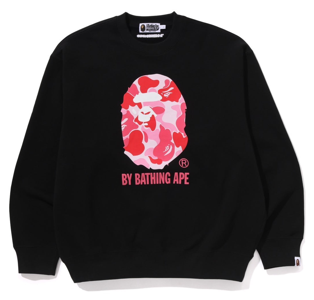 A BATHING APE BAPE ABC CAMO APE HEAD RELAXED FIT CREWNECK SWEAT SHIRT Black
