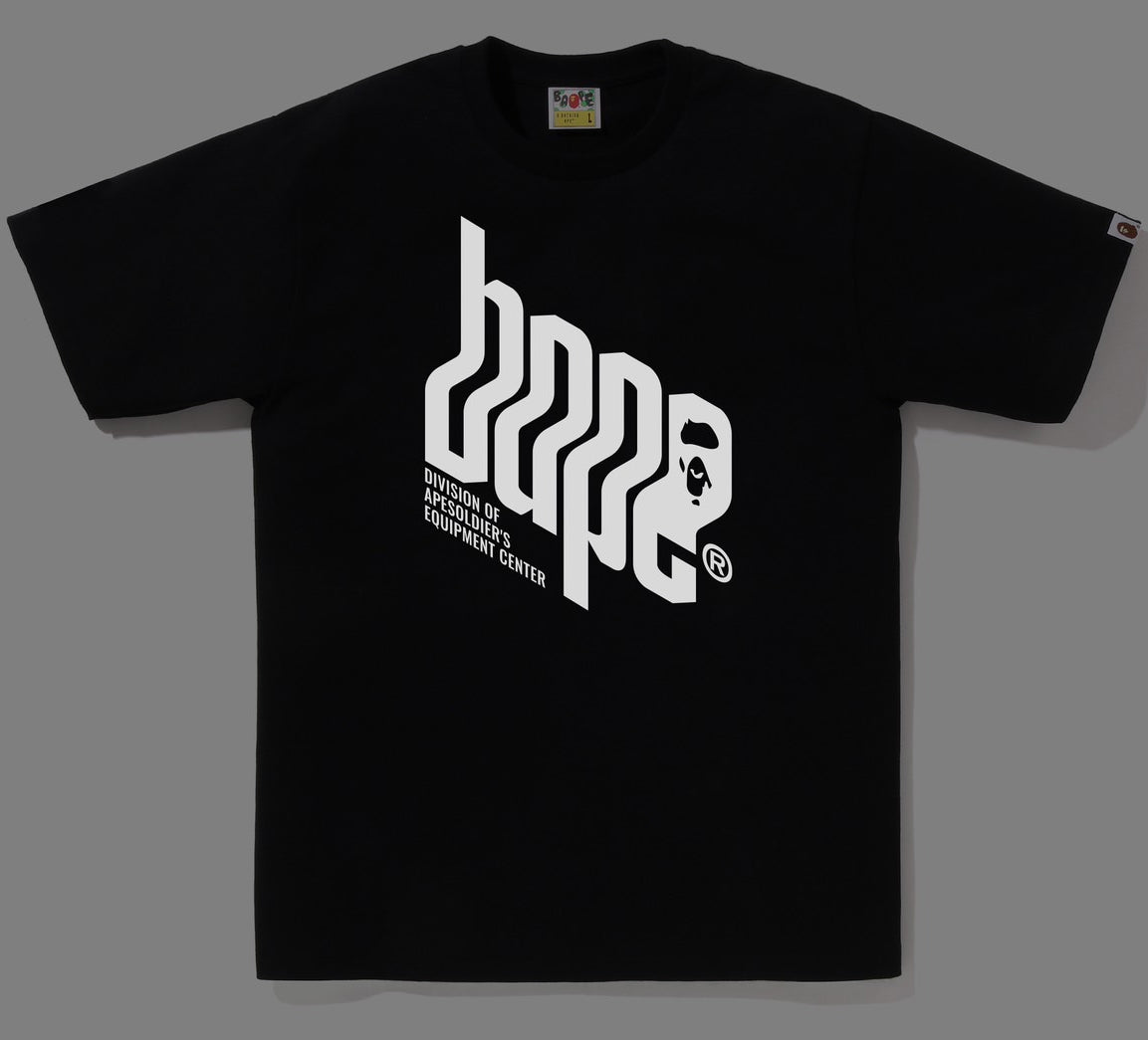 A BATHING APE BAPE REFLECTOR EQUIPMENT CENTER LOGO TEE BLACK