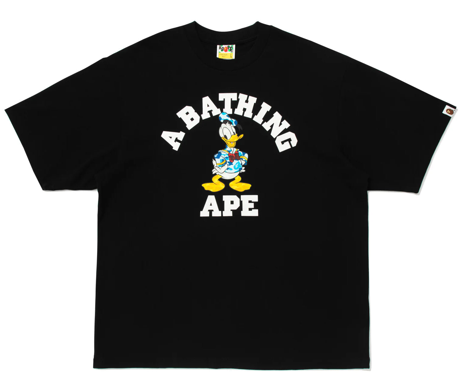A BATHING APE BAPE x DISNEY DONALD DUCK COLLEGE RELAXED FIT TEE BLACK
