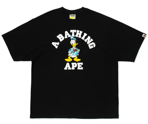 A BATHING APE BAPE x DISNEY DONALD DUCK COLLEGE RELAXED FIT TEE BLACK