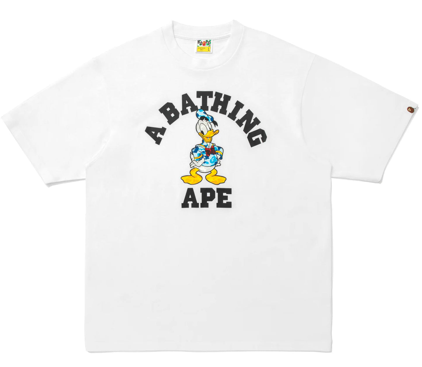 A BATHING APE BAPE x DISNEY DONALD DUCK COLLEGE RELAXED FIT TEE WHITE