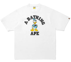 A BATHING APE BAPE x DISNEY DONALD DUCK COLLEGE RELAXED FIT TEE WHITE