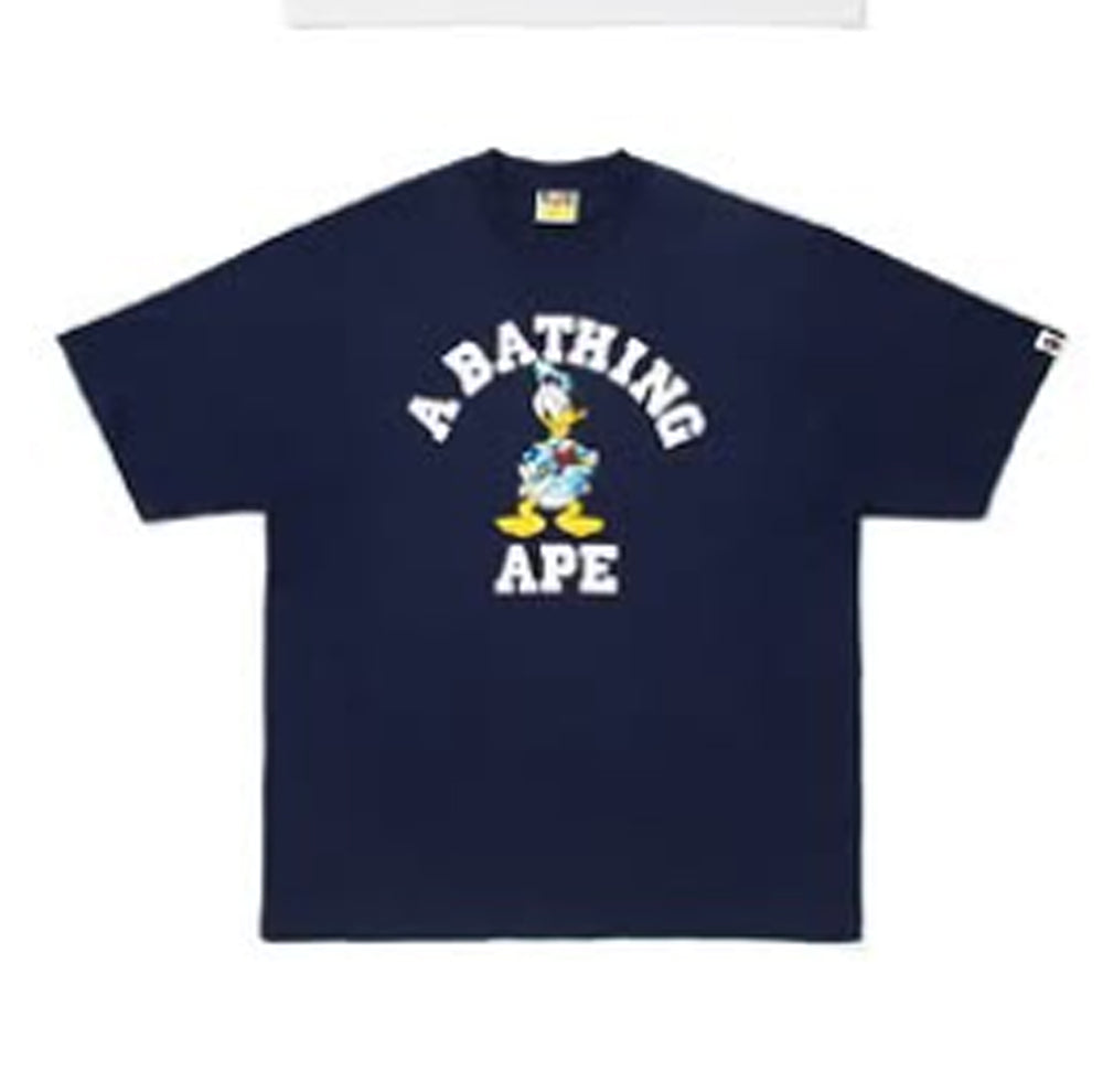A BATHING APE BAPE x DISNEY DONALD DUCK COLLEGE RELAXED FIT TEE NAVY