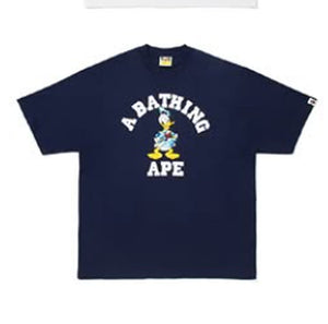 A BATHING APE BAPE x DISNEY DONALD DUCK COLLEGE RELAXED FIT TEE NAVY