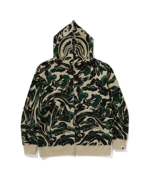 MARBLING CAMO SHARK RELAXED FIT FULL ZIP HOODIE グリーン