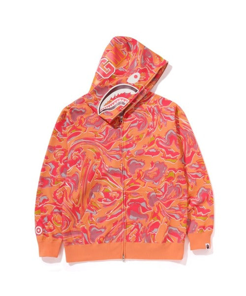 MARBLING CAMO SHARK RELAXED FIT FULL ZIP HOODIE オレンジ Detail