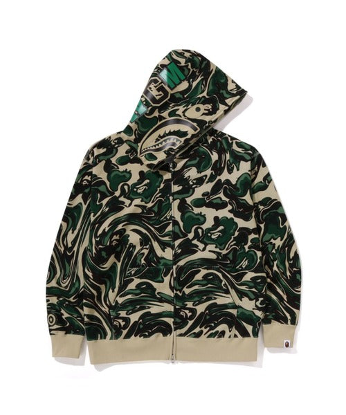 MARBLING CAMO SHARK RELAXED FIT FULL ZIP HOODIE グリーン Detail