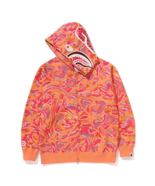 MARBLING CAMO SHARK RELAXED FIT FULL ZIP HOODIE オレンジ Detail