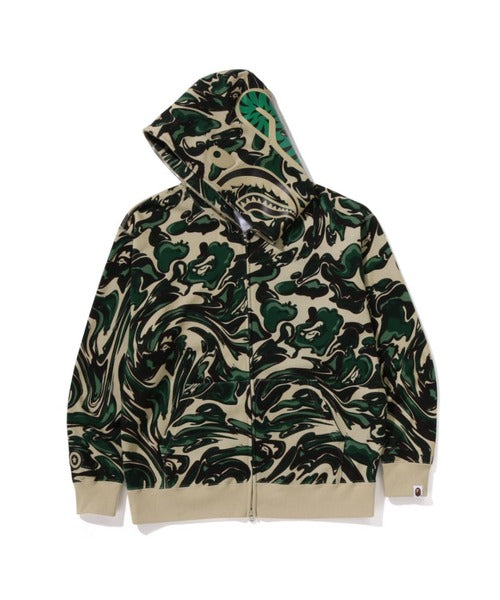 MARBLING CAMO SHARK RELAXED FIT FULL ZIP HOODIE グリーン Detail
