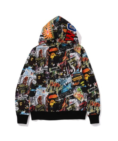 BAPE FLYER PATTERN SHARK FULL ZIP HOODIE マルチ Detail