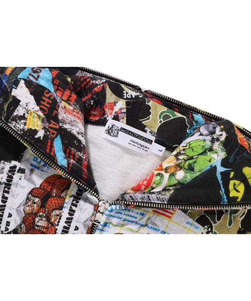 BAPE FLYER PATTERN SHARK FULL ZIP HOODIE マルチ Detail