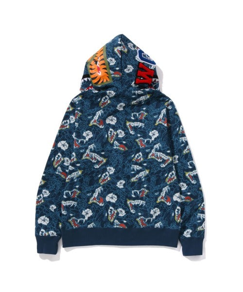 JAPANESE TATTOO CAMO SHARK FZ HOODIE ブルー Detail