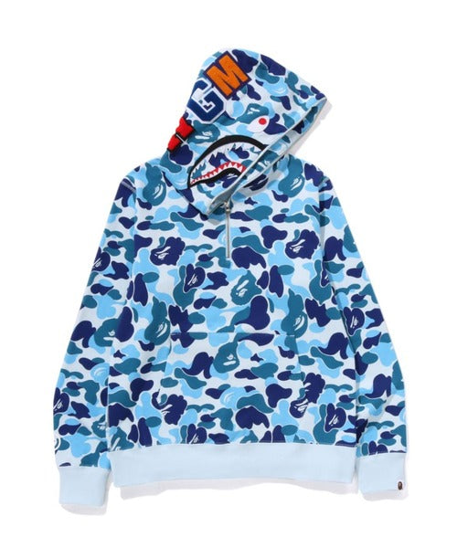 ABC CAMO SHARK HALF ZIP PULLOVER HOODIE ブルー