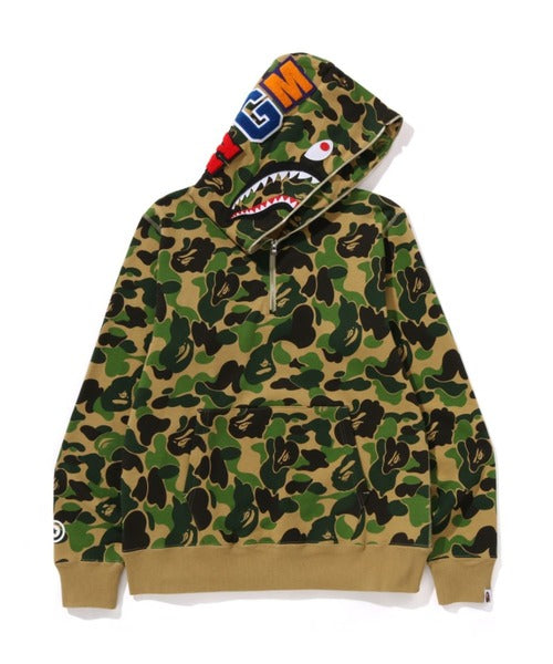 ABC CAMO SHARK HALF ZIP PULLOVER HOODIE グリーン