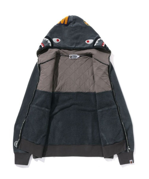 A RISING BAPE MILITARY SHARK FULL ZIP HOODIE ブラック Detail