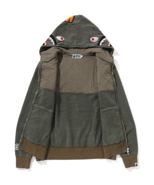 A RISING BAPE MILITARY SHARK FULL ZIP HOODIE ブラック Detail