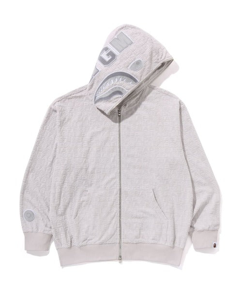 LUX SPORT PATTERN SHARK RELAXED FIT FZ HOODIE グレー