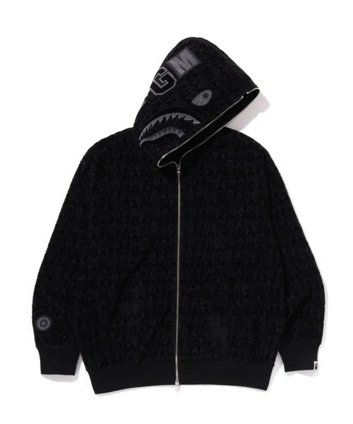 LUX SPORT PATTERN SHARK RELAXED FIT FZ HOODIE ブラック