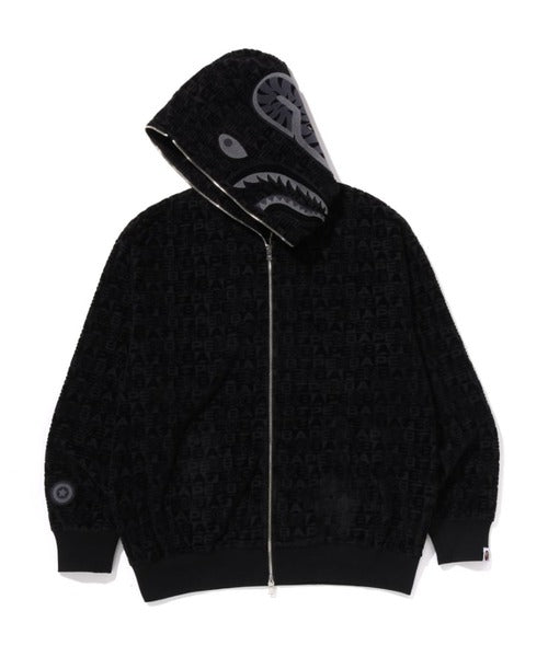 LUX SPORT PATTERN SHARK RELAXED FIT FZ HOODIE ブラック Detail