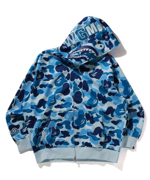 ABC CAMO POLYESTER RELAXED FIT SHARK FULL ZIP HOODIE ブルー