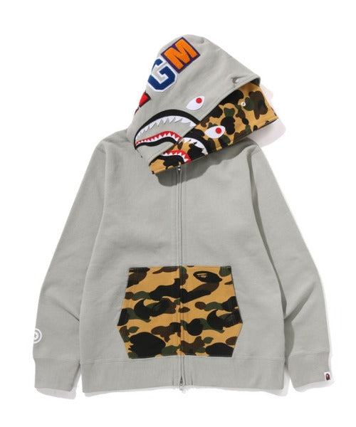 1ST CAMO SHARK FULL ZIP DOUBLE HOODIE オリーブ Detail