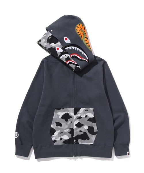 1ST CAMO SHARK FULL ZIP DOUBLE HOODIE グレー Detail