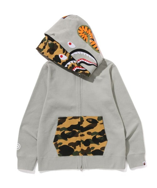 1ST CAMO SHARK FULL ZIP DOUBLE HOODIE オリーブ Detail