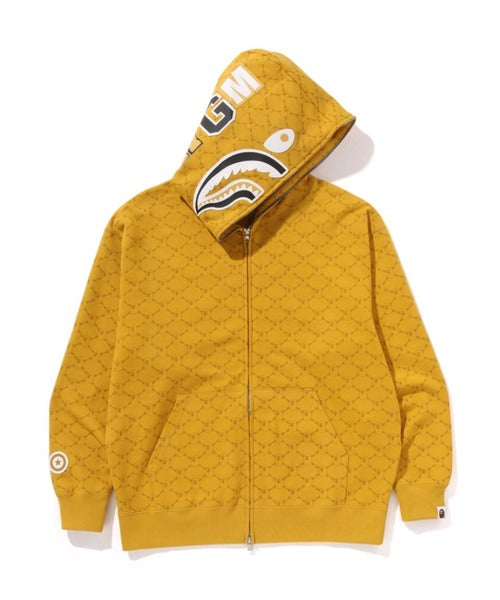 COLLEGE MONOGRAM RELAXED FIT SHARK FULL ZIP HOODIE M イエロー