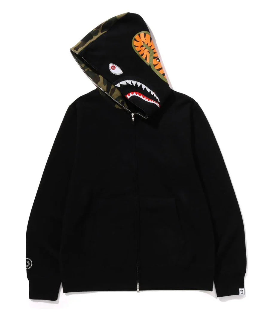 A BATHING APE 1ST CAMO SWAROVSKI SHARK FULL ZIP HOODIE