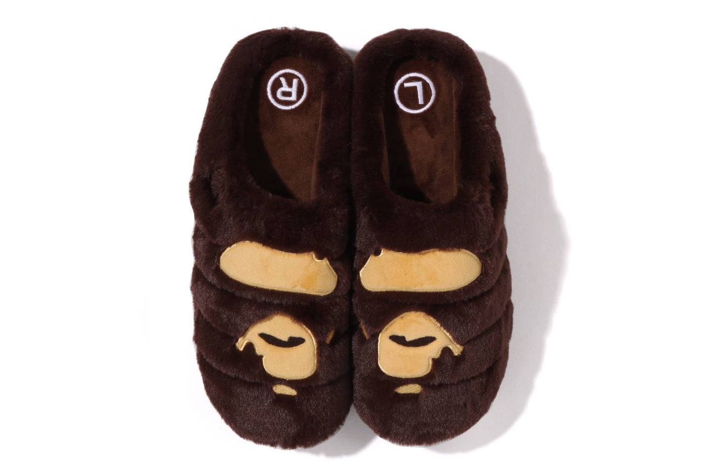 A BATHING APE BAPE x SUBU APE HEAD PUFFER SANDALS w/ POUCH BROWN