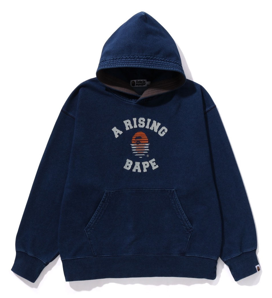 A BATHING APE A RISING BAPE INDIGO PULLOVER HOODIE RELAXED FIT