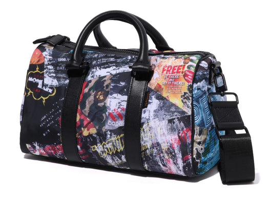 A BATHING APE BAPE FLYER PATTERN MINI BOSTON BAG