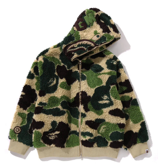 A BATHING APE BAPE ABC CAMO BOA SHARK RELAXED FIT FULL ZIP HOODIE GREEN