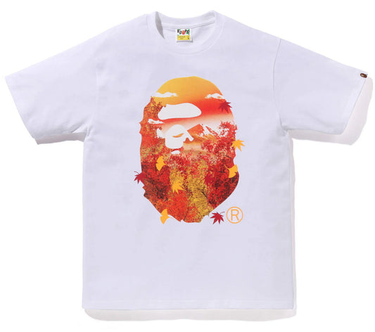 A BATHING APE BAPE JAPAN AUTUMN PHOTO APE HEAD TEE WHITE