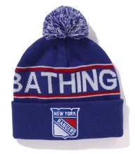 Load image into Gallery viewer, A BATHING APE BAPE M&amp;N NHL NEW YORK RANGERS POM BEANIE
