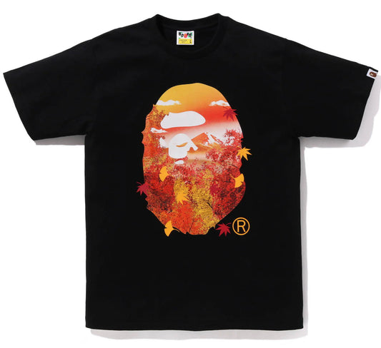 A BATHING APE BAPE JAPAN AUTUMN PHOTO APE HEAD TEE BLACK